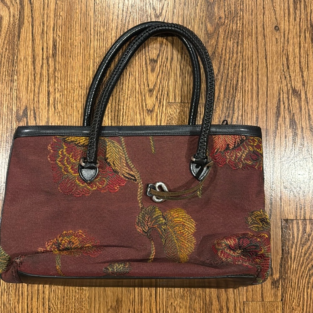 Brighton Floral Canvas Tote Shoulder Bag  "Carpetbag" Tapestry Purse